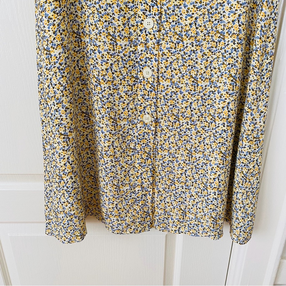 NWOT Gap Yellow Blue Floral A-lined Button Front Maxi Lined Skirt Size 4 - Picture 3 of 9
